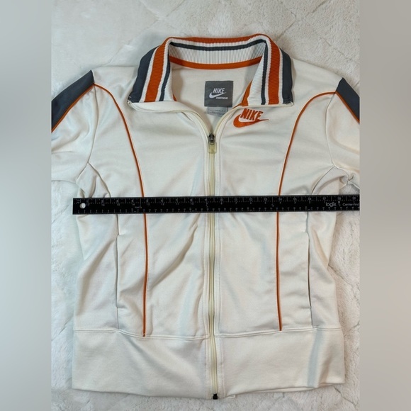 Nike vintage style 12/14 Large girls boys track style zip up jacket cream orange - Picture 4 of 6